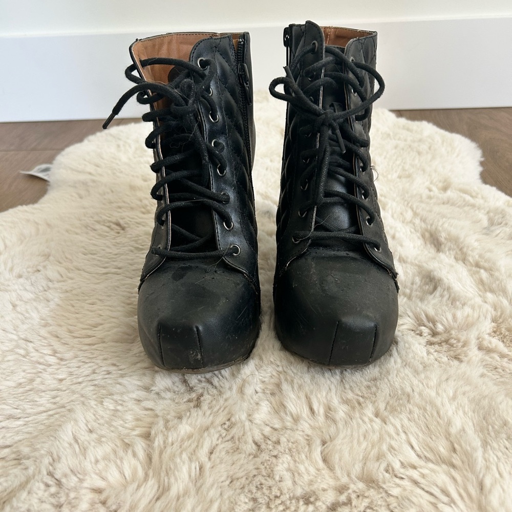 Charlotte Russe Black Ankle Booties Lace-Up